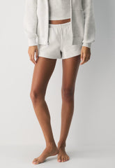 Cozy Sweatfleece Boyfriend Lo-Rise Mini Short - HEATHER CLOUD WHITE