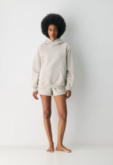 Cozy Sweatfleece Boyfriend Lo-Rise Mini Short - HEATHER ECRU