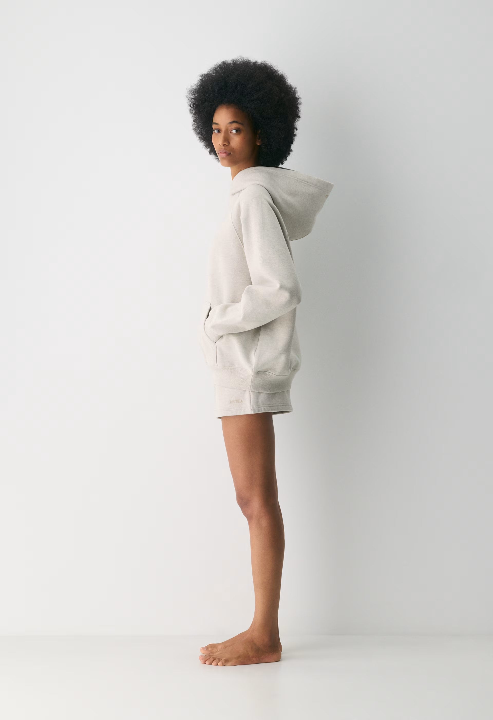 Cozy Sweatfleece Boyfriend Lo-Rise Mini Short - HEATHER ECRU