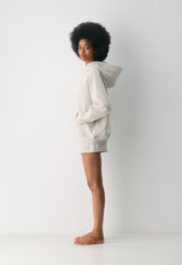 Cozy Sweatfleece Boyfriend Lo-Rise Mini Short - HEATHER ECRU