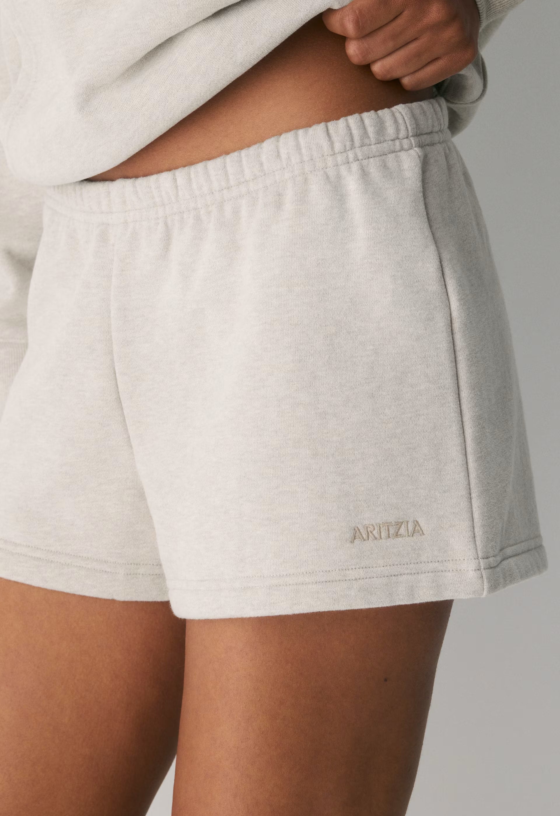 Cozy Sweatfleece Boyfriend Lo-Rise Mini Short - HEATHER ECRU
