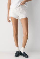 Denim Forum The ‘90s Vintage Hi-Rise Mini Denim Short - A LITTLE WHITE LIE