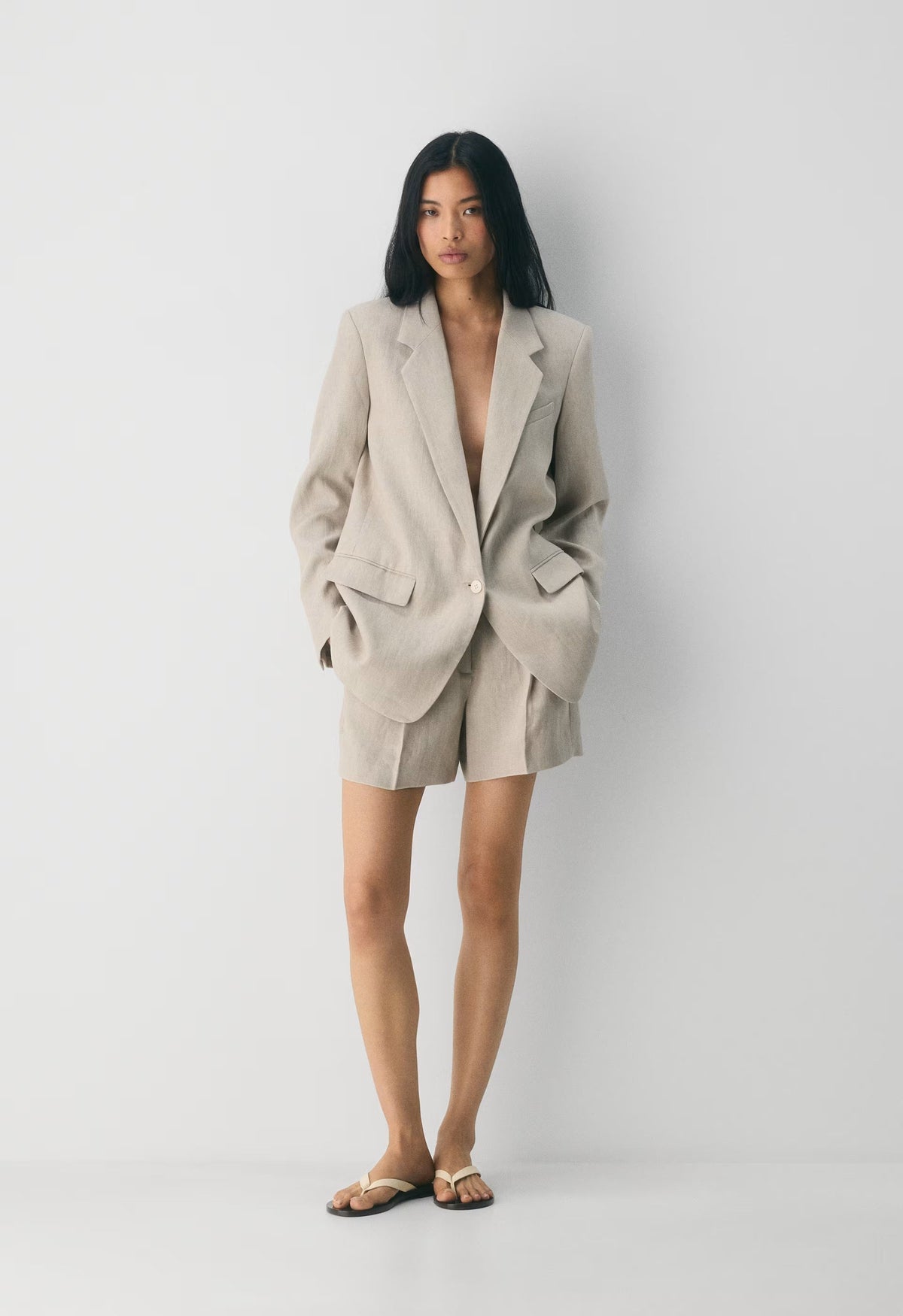 The Effortless Short™ Mid-Thigh - PowerLinen™ - UNDYED DARK ECRU