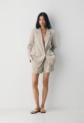 The Effortless Short™ Mid-Thigh - PowerLinen™ - UNDYED DARK ECRU