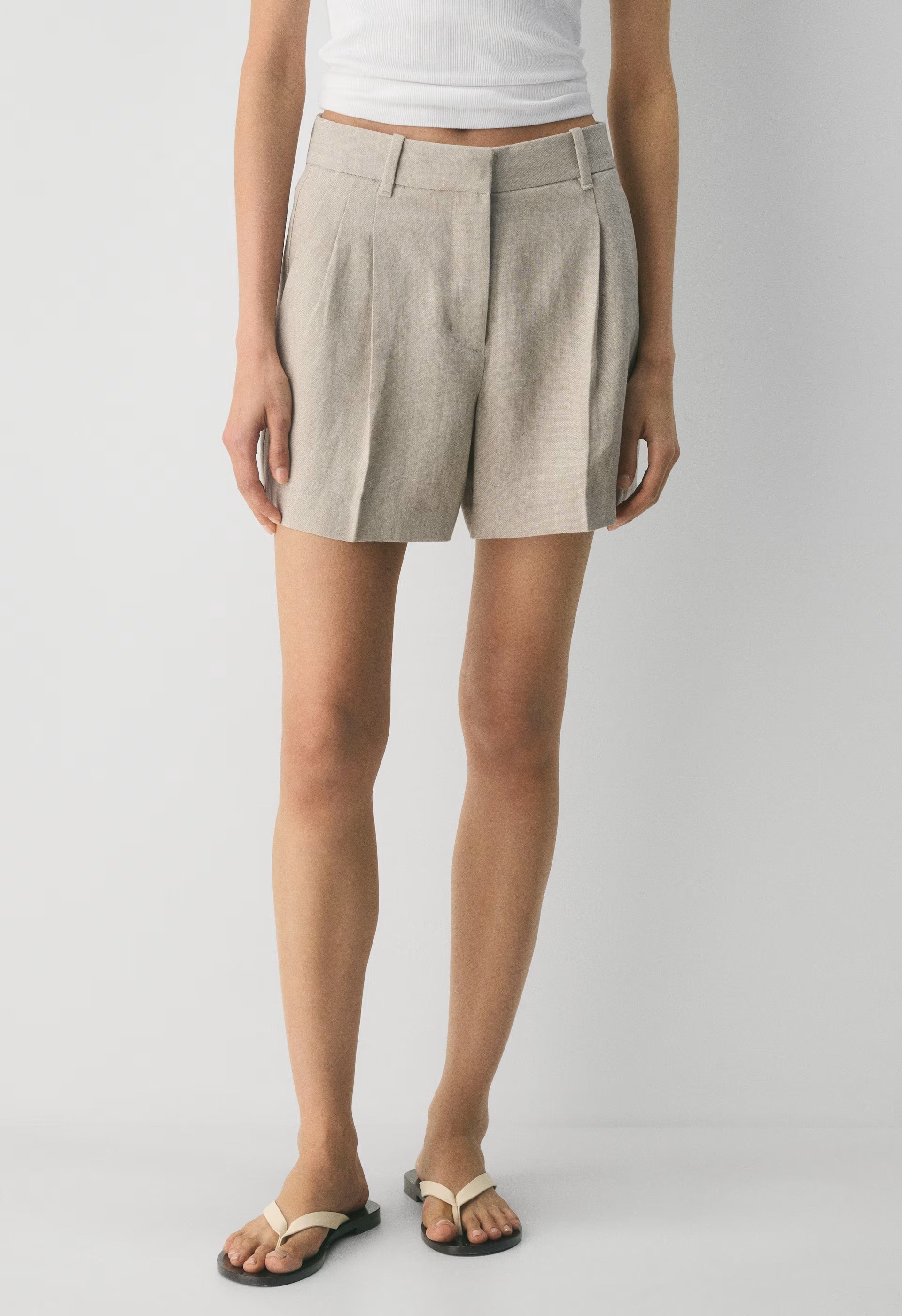 The Effortless Short™ Mid-Thigh - PowerLinen™ - UNDYED DARK ECRU