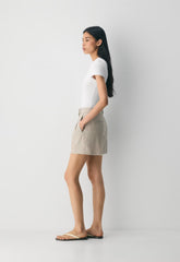 The Effortless Short™ Mid-Thigh - PowerLinen™ - UNDYED DARK ECRU