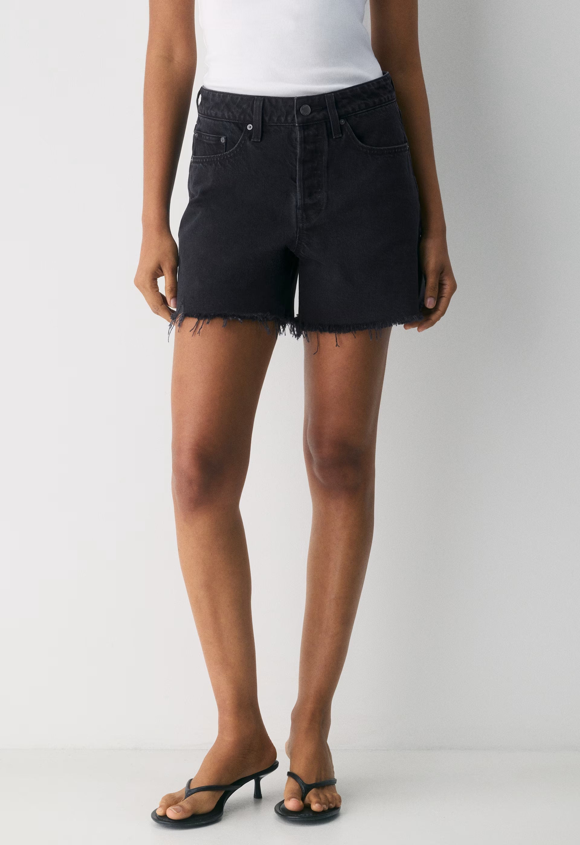Denim Forum The Ex-Boyfriend Hi Mid-Thigh Denim Short - BLACK EYELINER