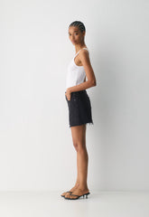 Denim Forum The Ex-Boyfriend Hi Mid-Thigh Denim Short - BLACK EYELINER