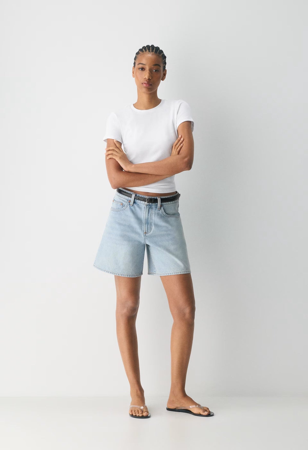 Denim Forum The ‘90s Vintage Hi Mid-Thigh Denim Short - 15 YRS BRL THR BLEU