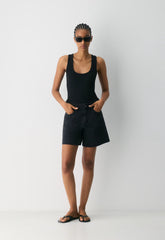 Denim Forum The ‘90s Vintage Hi Mid-Thigh Denim Short - BLACK EYELINER
