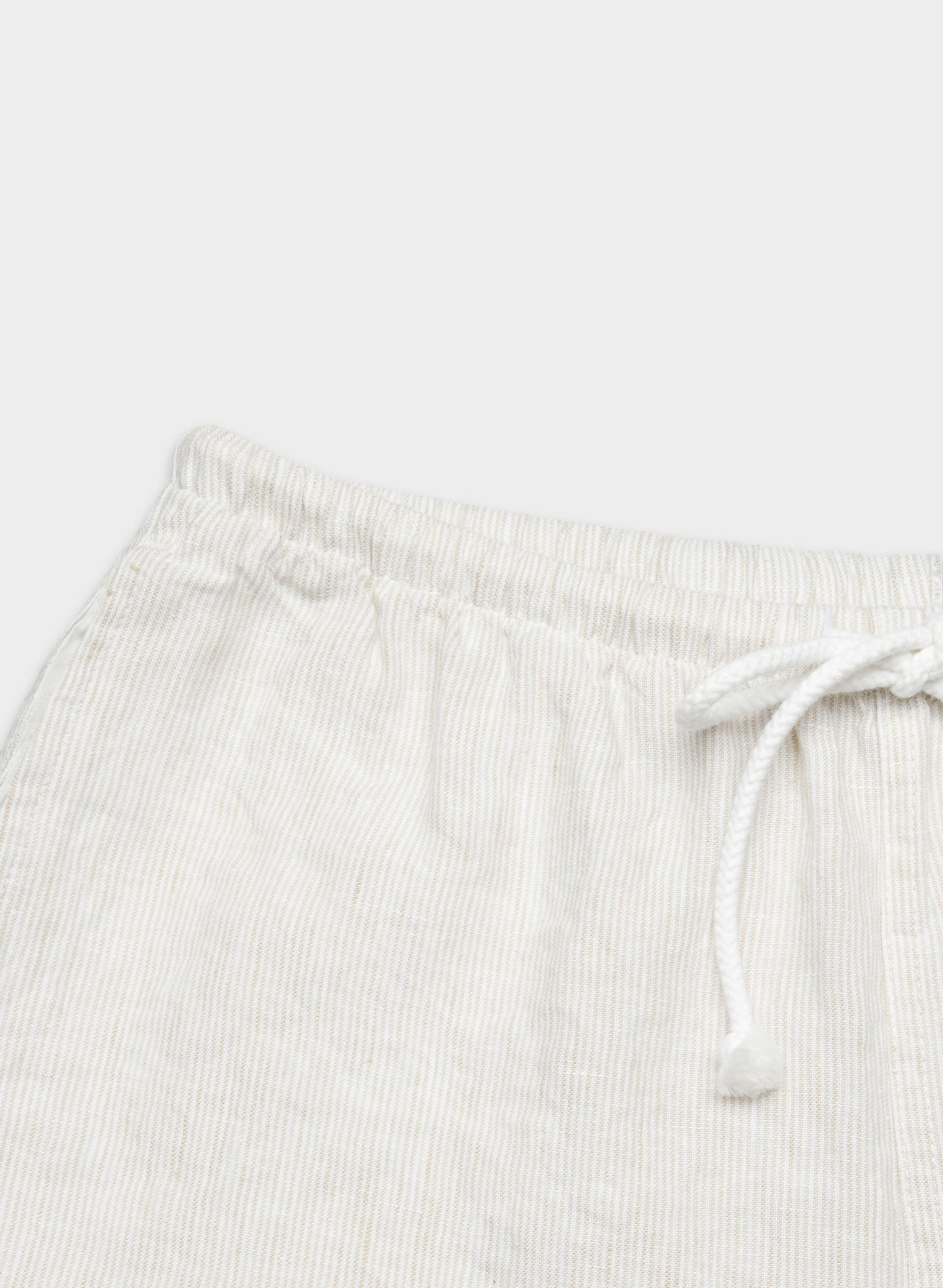 Ansel Linen Short - INGD STRP W /NTRL ECRU