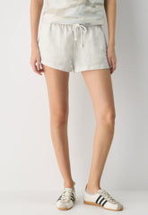 Ansel Linen Short - INGD STRP W /NTRL ECRU