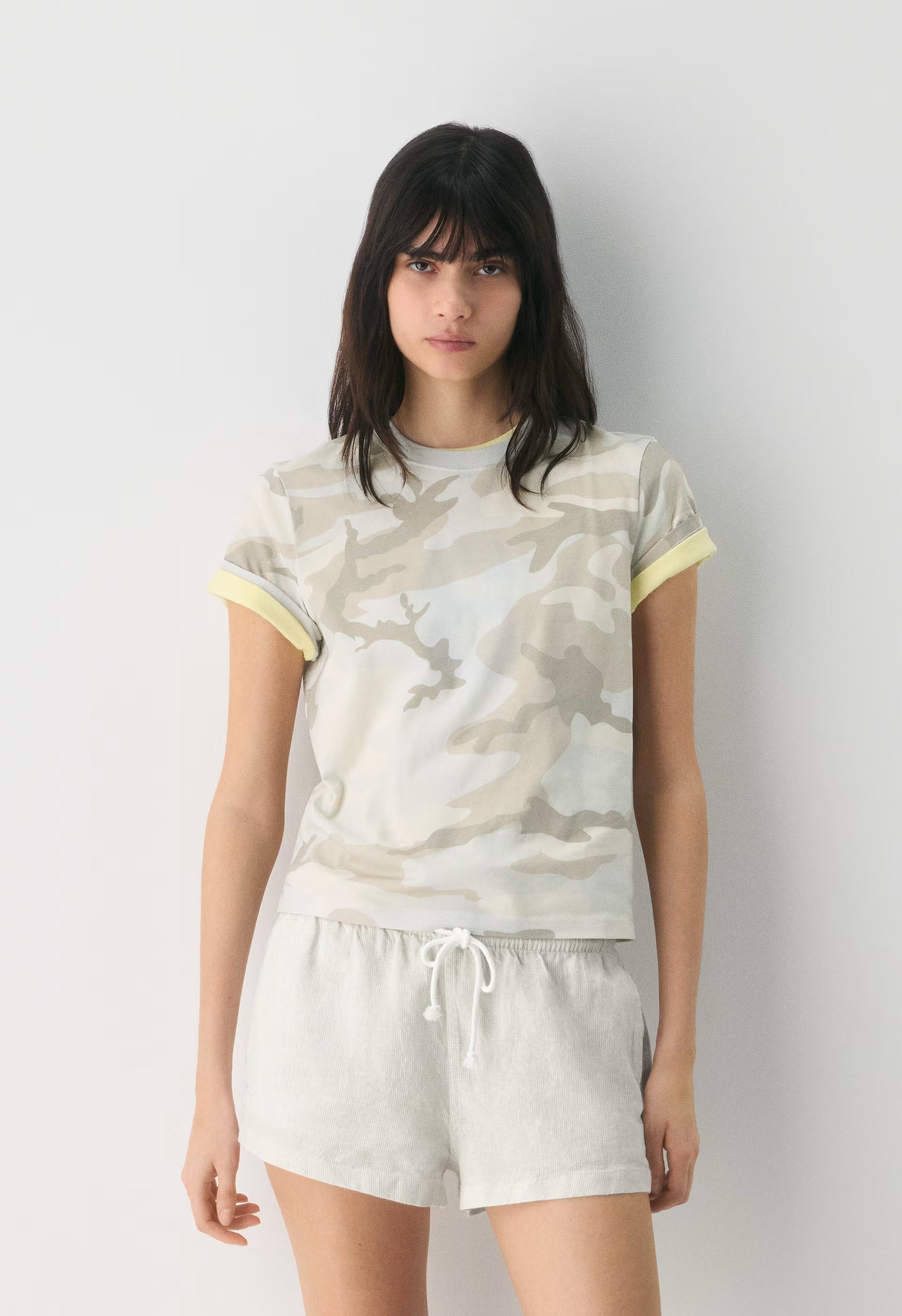 Ansel Linen Short - INGD STRP W /NTRL ECRU