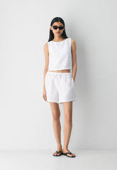 The Lodge Short™ Mid-Thigh - CruiseLinen™ - WHITE/BLACK