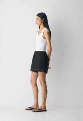 The Lodge Short™ Mid-Thigh - CruiseLinen™ - BLACK/LIGHT BIRCH