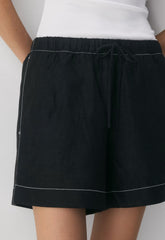 The Lodge Short™ Mid-Thigh - CruiseLinen™ - BLACK/LIGHT BIRCH