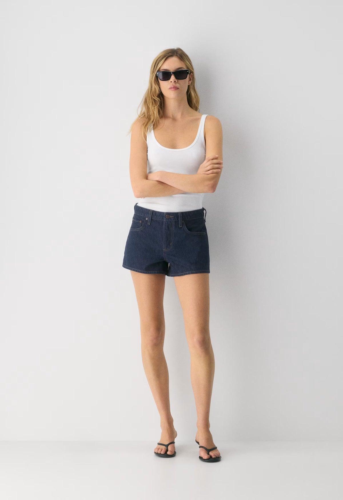 Denim Forum Alyssa Mid-Rise Mini Denim Short - NO-STRESS DARK BLUE