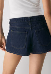 Denim Forum Alyssa Mid-Rise Mini Denim Short - NO-STRESS DARK BLUE