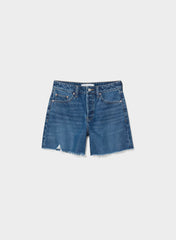 Denim Forum The Ex-Boyfriend Hi Mid-Thigh Denim Short - VNTGE MD DARK BLUE
