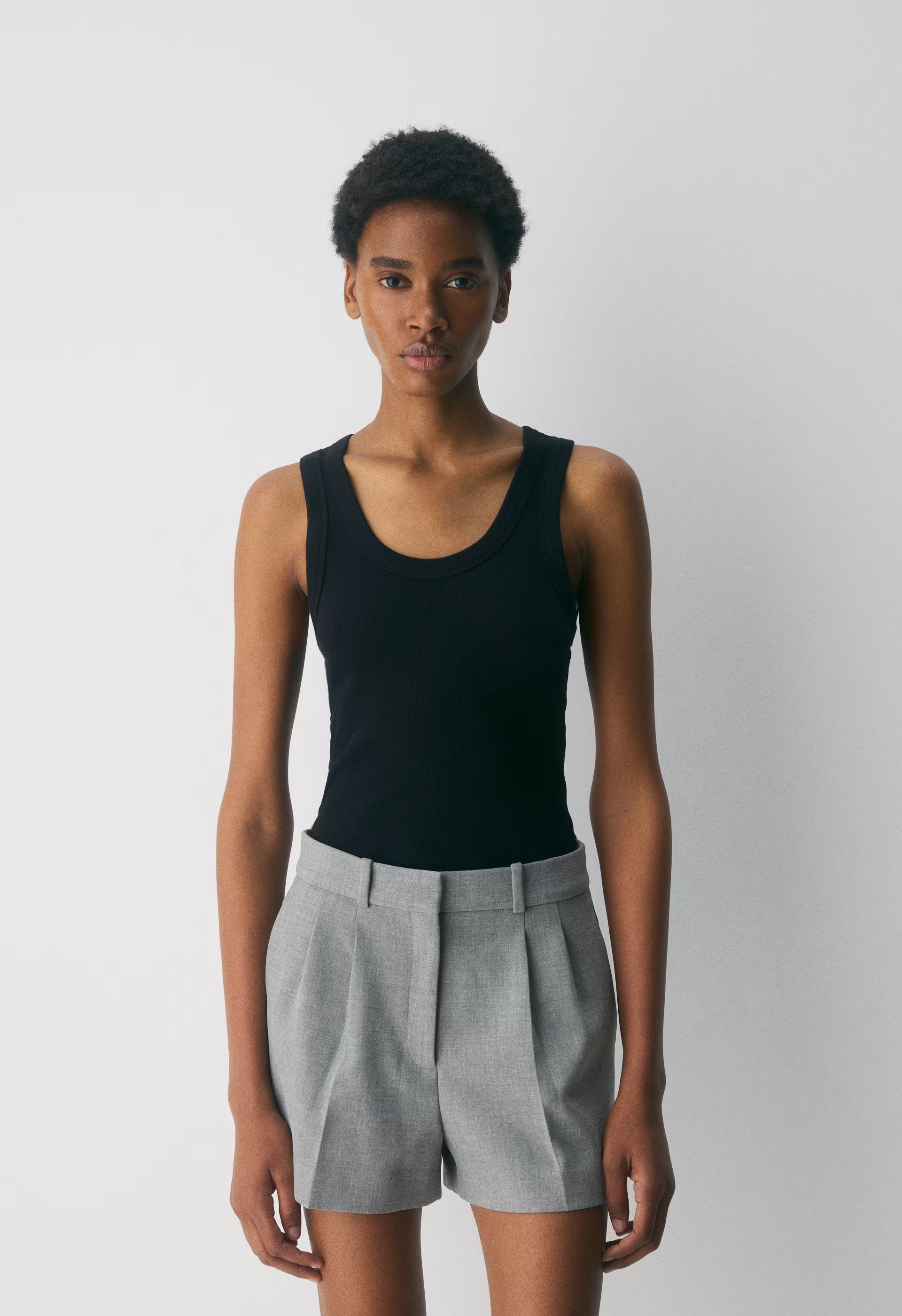Pleated Mini Short - Eversential™ - HEATHER DARK GREY