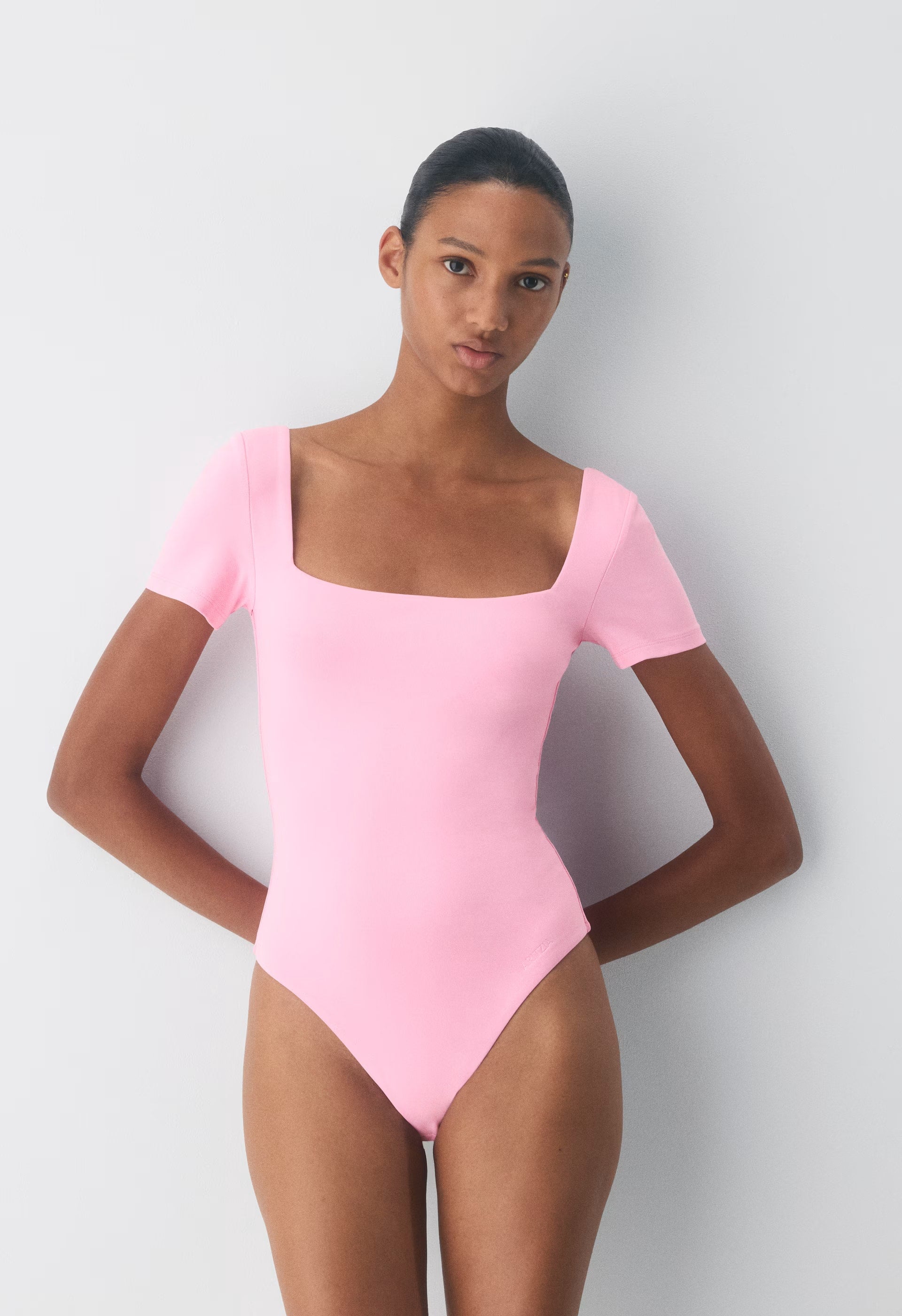 Original Contour Manner Squareneck Bodysuit - JELLYBEAN PINK