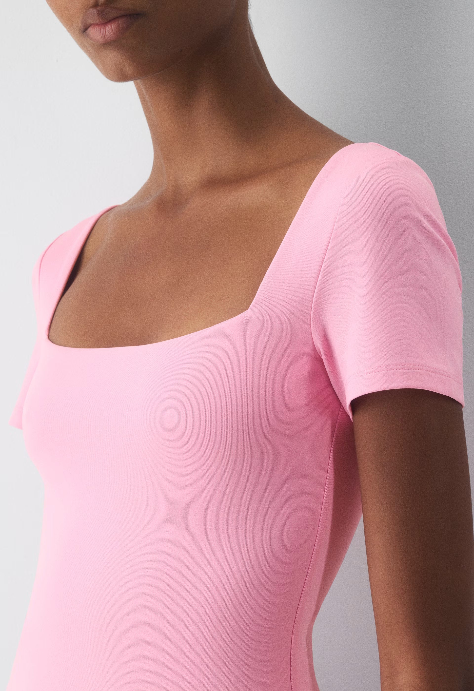 Original Contour Manner Squareneck Bodysuit - JELLYBEAN PINK