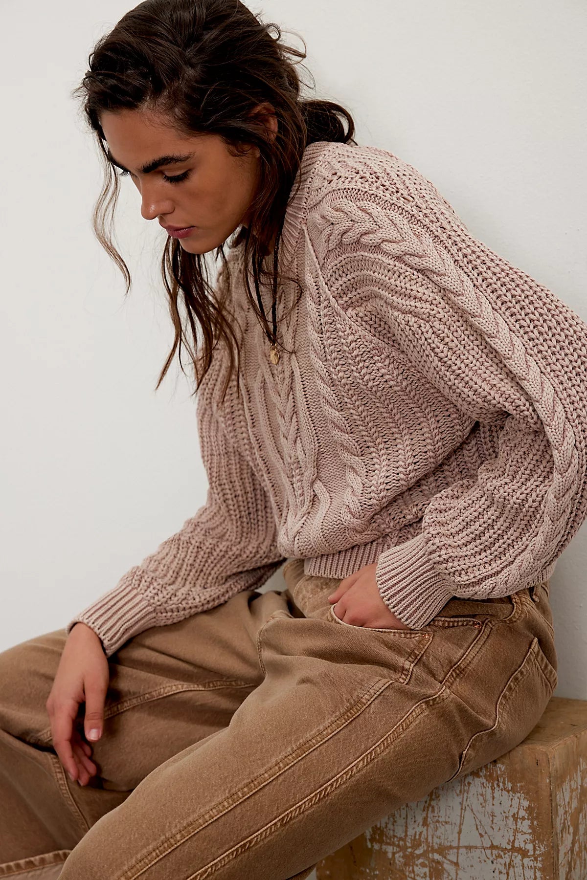 Frankie Cable Knit Cotton Sweater