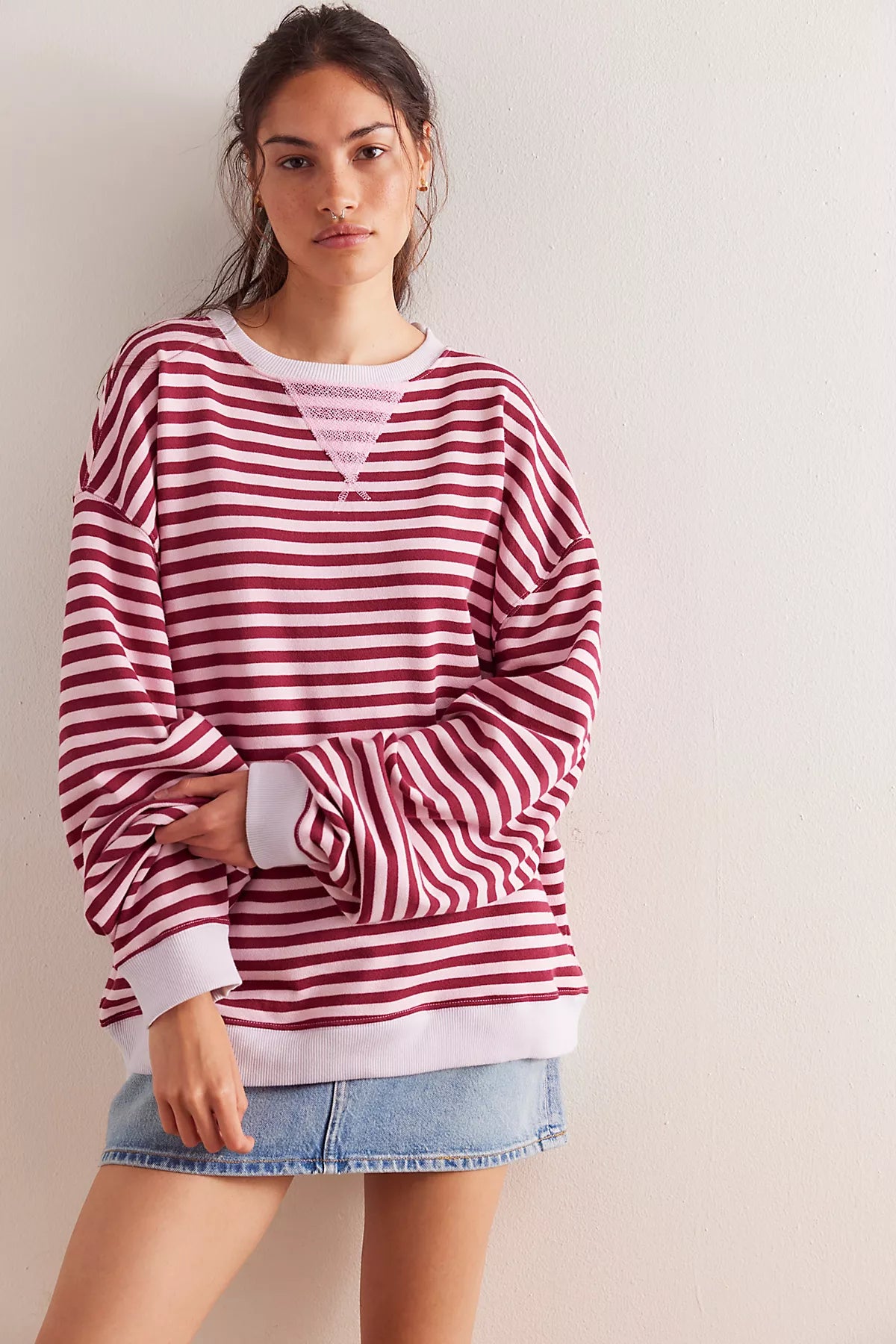 We The Free Classic Striped Oversized Crewneck
