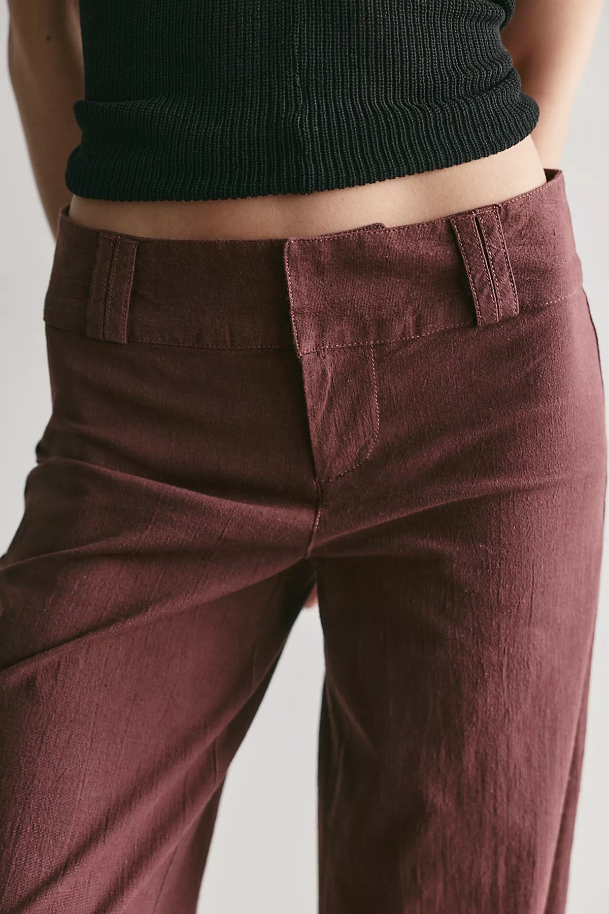 Time Flies Low-Rise Clean Solid Trousers