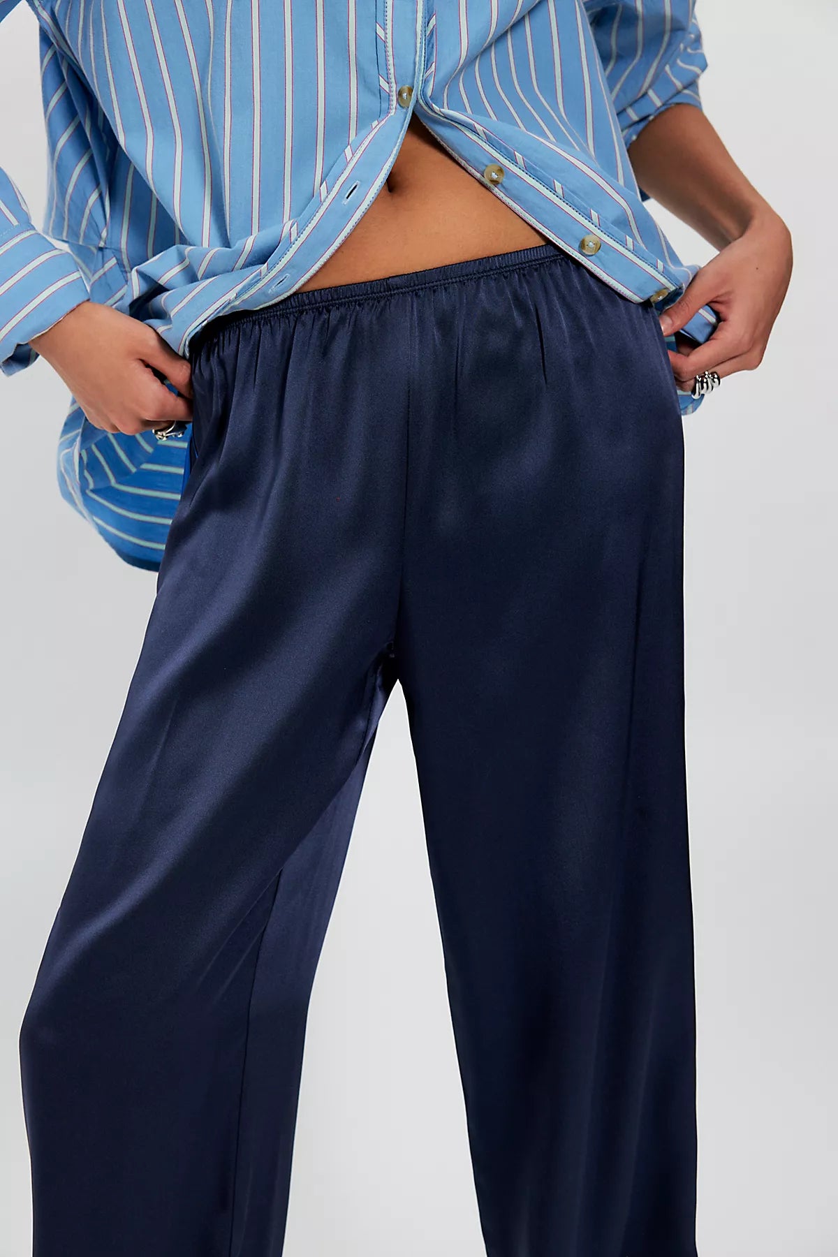 DONNI. The Silk Stripe Simple Pants