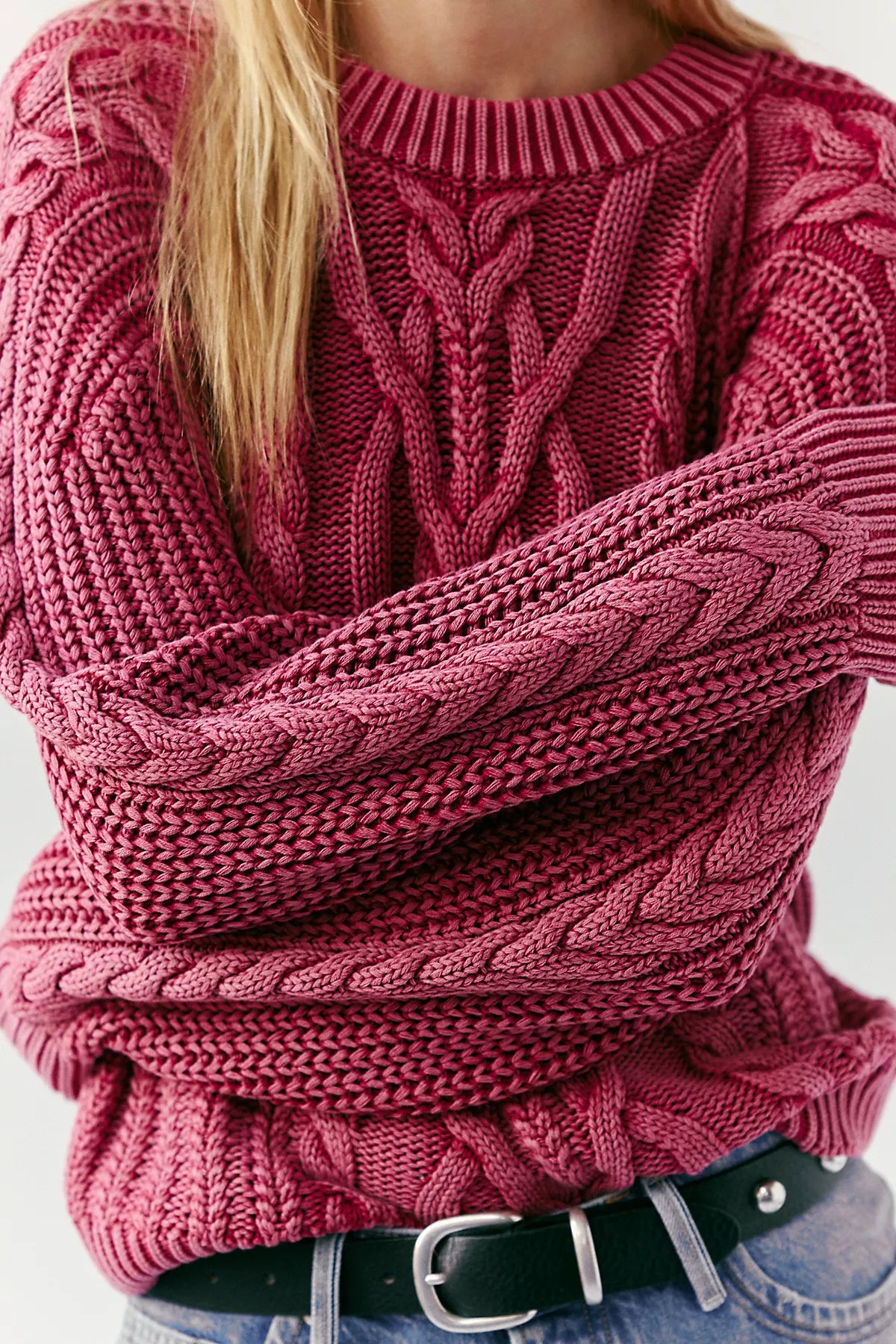 Frankie Cable Knit Cotton Sweater