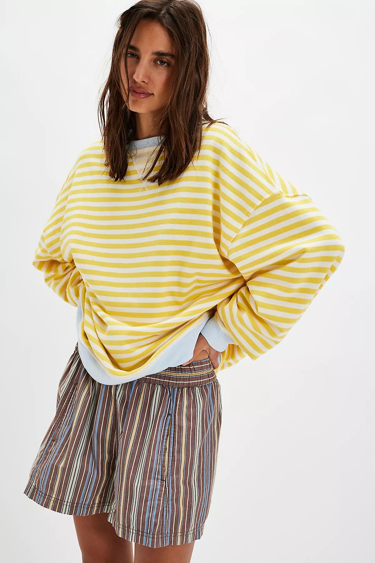 We The Free Classic Striped Oversized Crewneck