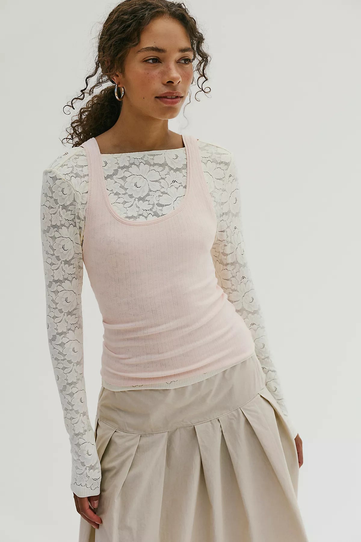Fresh In Love Pointelle Scoop Neck Tank