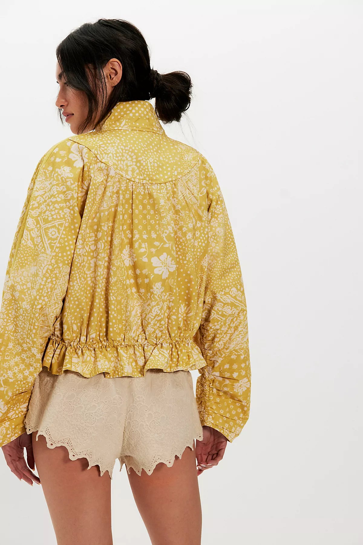 Devon Printed Balloon Funnel-Neck Jacket