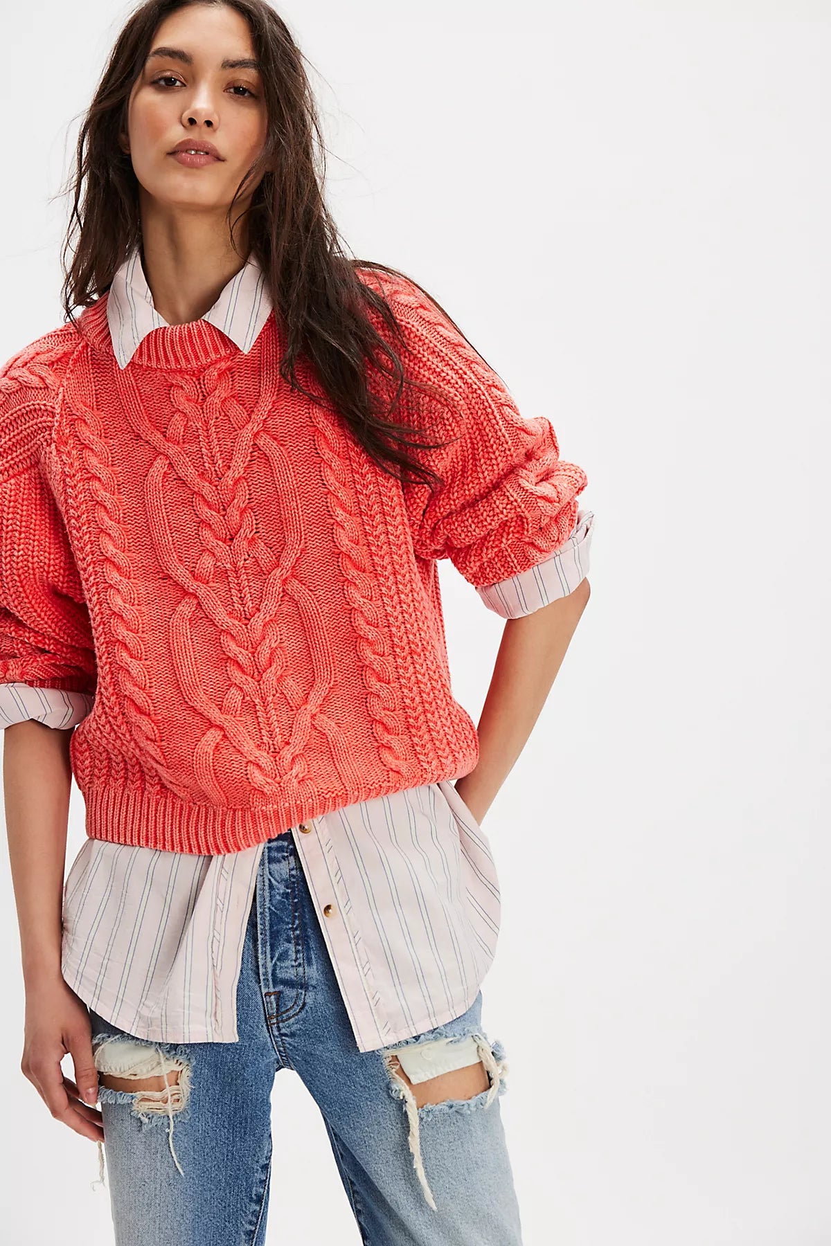 Frankie Cable Knit Cotton Sweater
