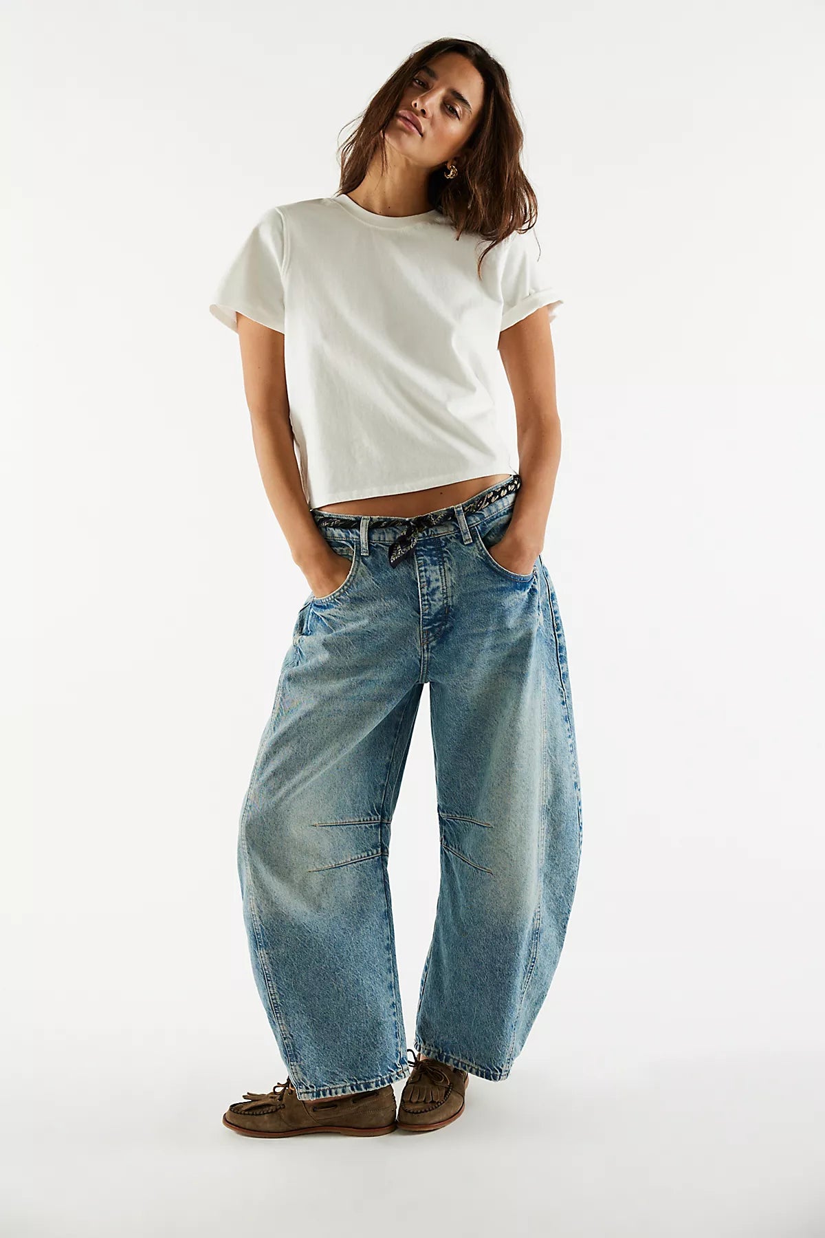 We The Free Good Luck Mid-Rise Barrel Jeans
