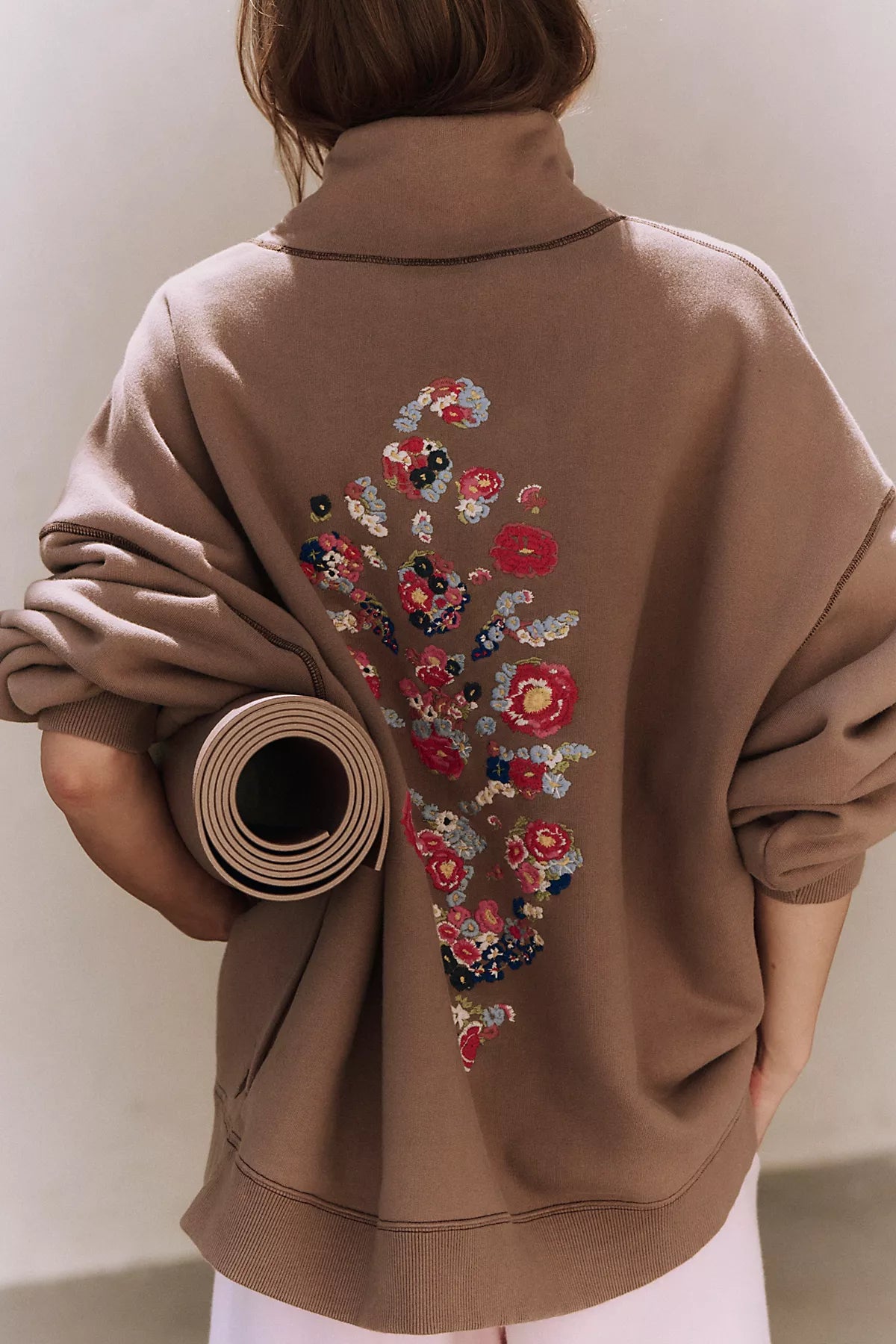 A Cut Above Floral Logo Mock Neck Pullover Sweatshirt