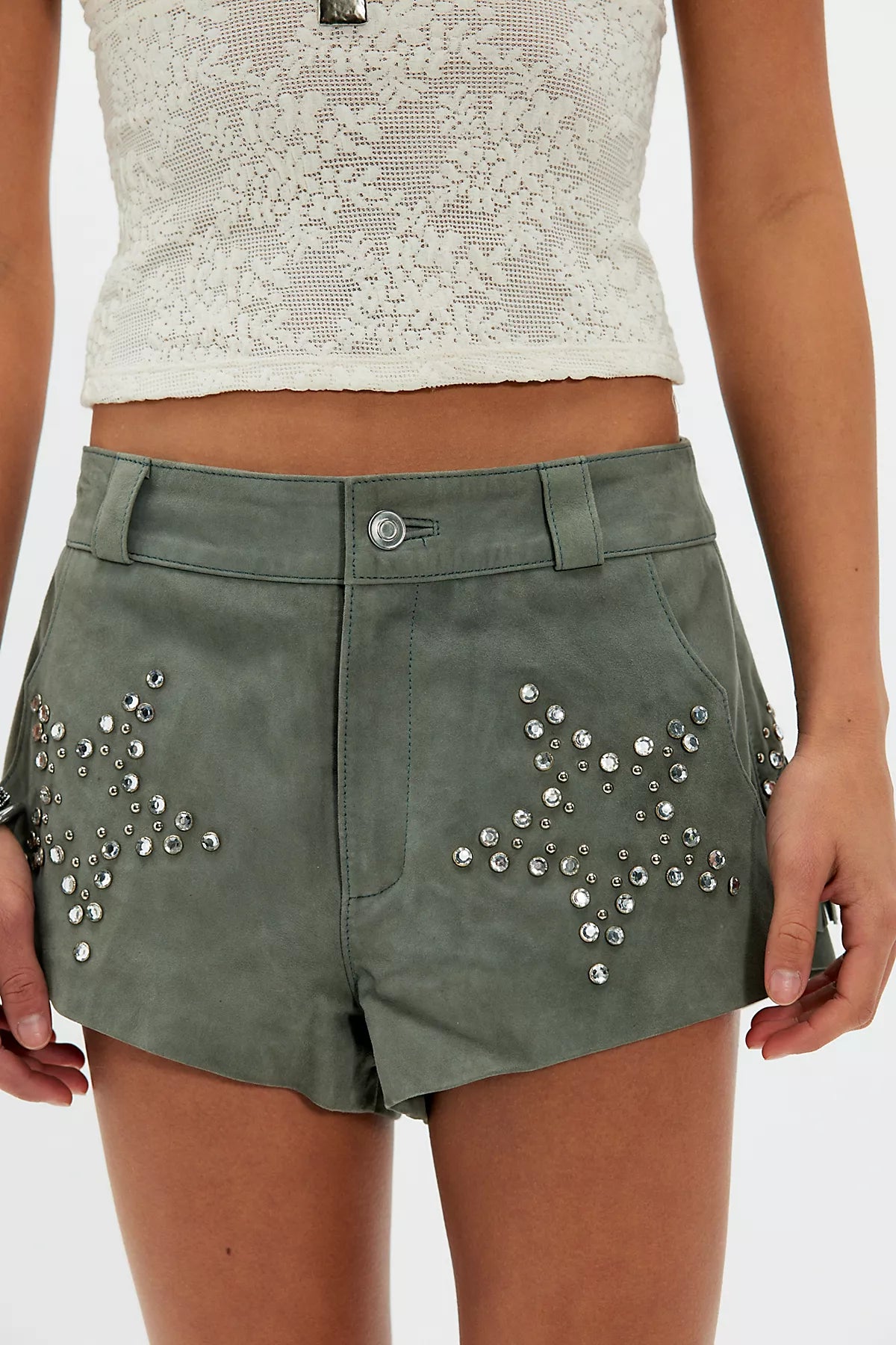 Understated Leather Starburst Shorts