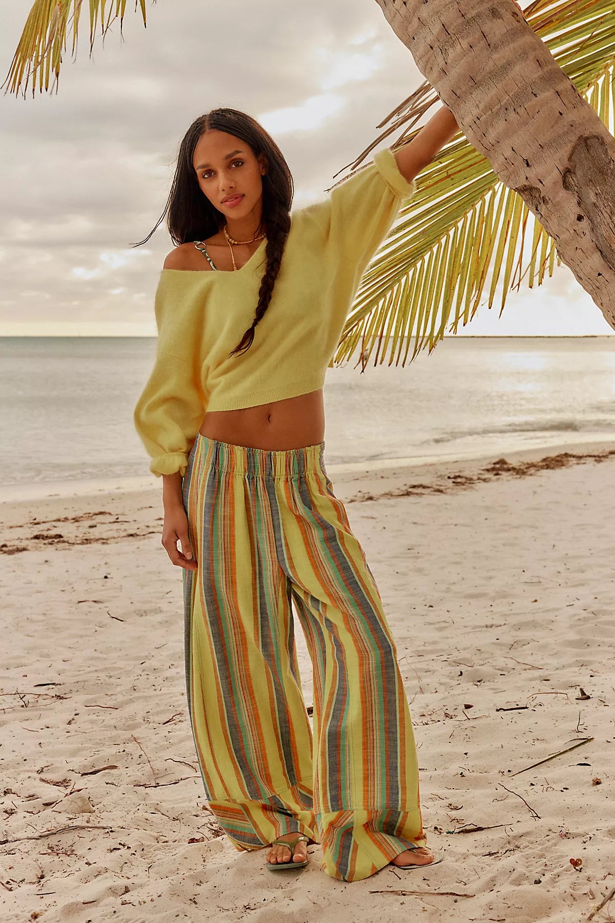 Day's End Linen Striped Pull-On Pants