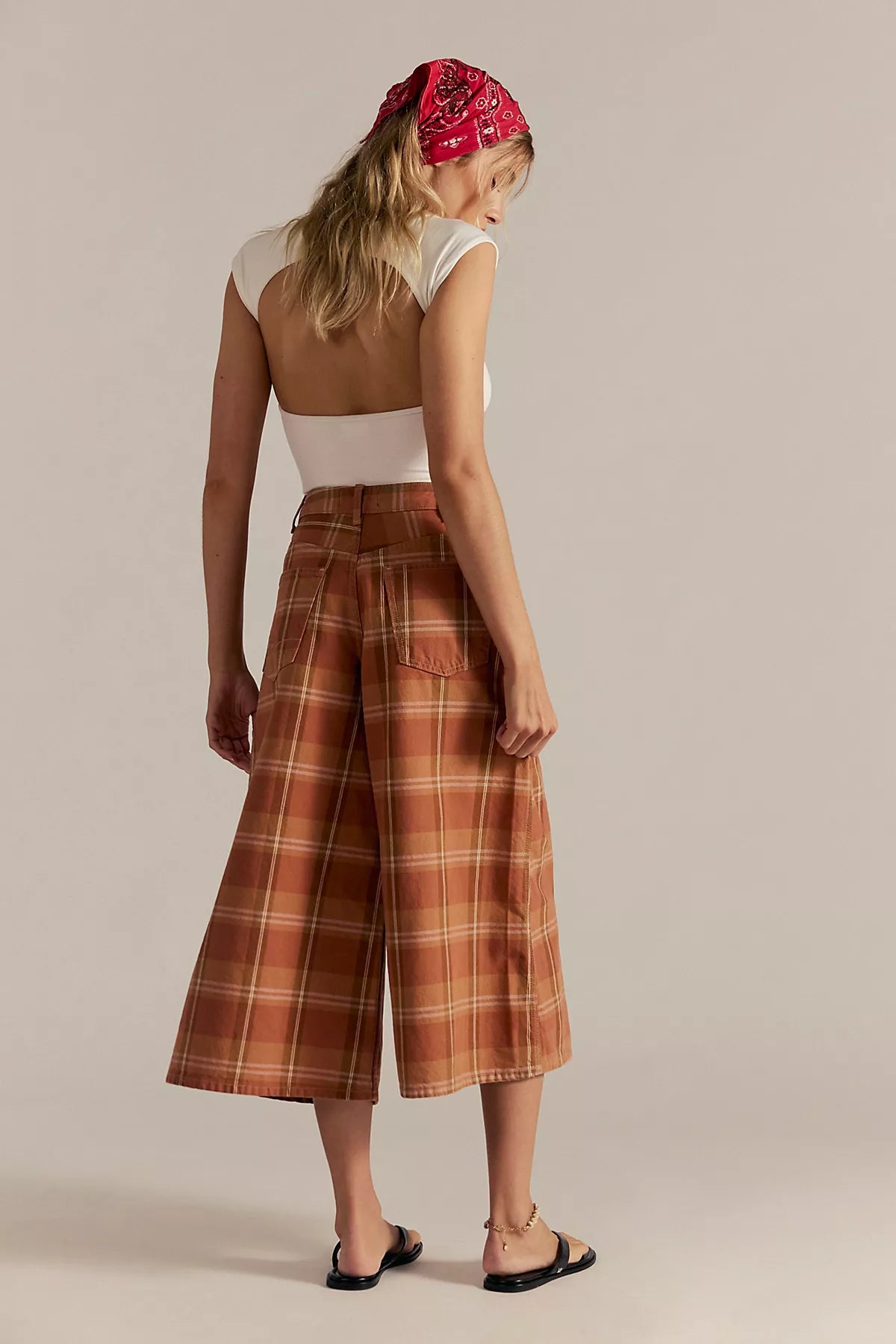 We The Free High Top Wide Crop Plaid Jeans