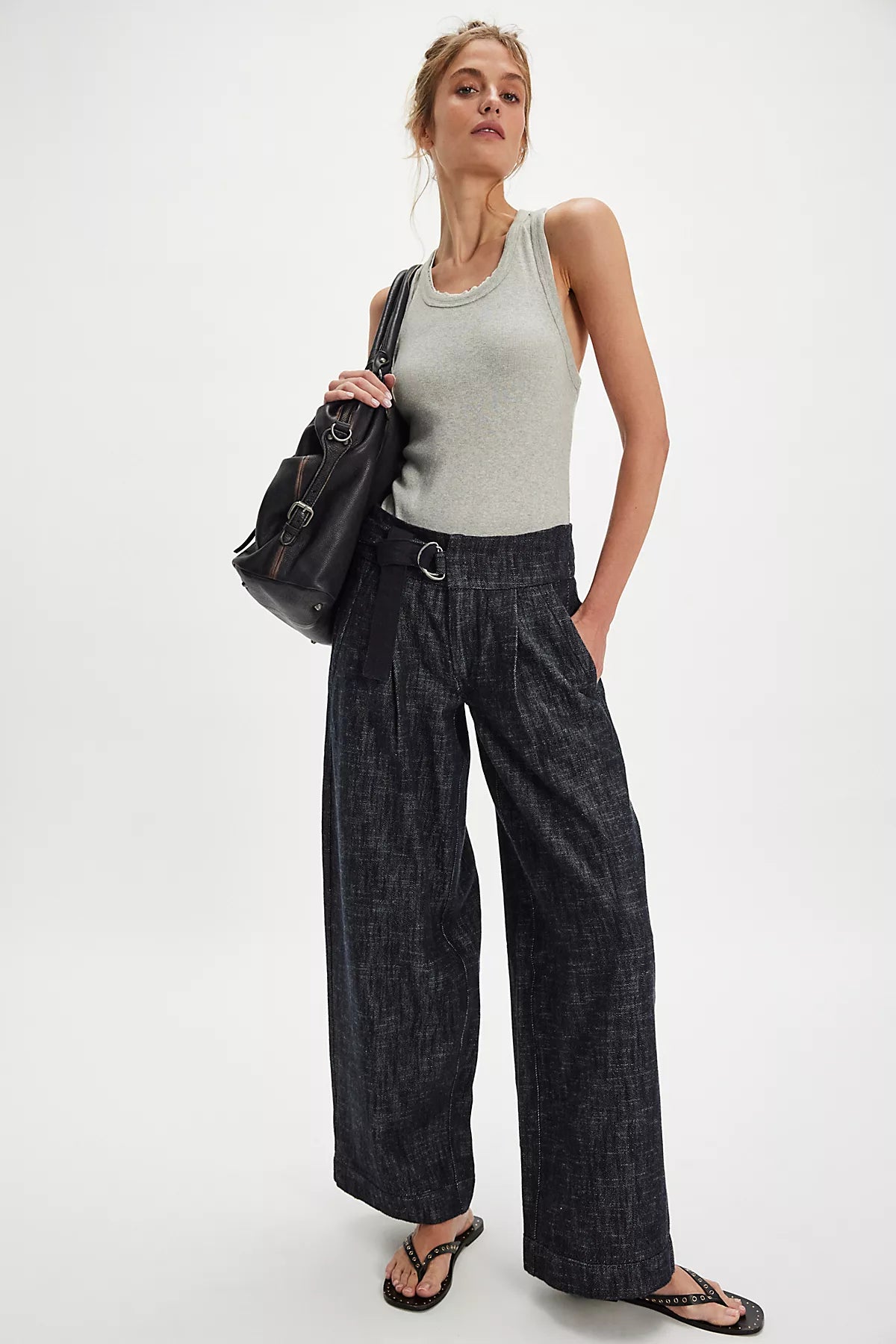 Ainsley Belted Wide-Leg Trousers
