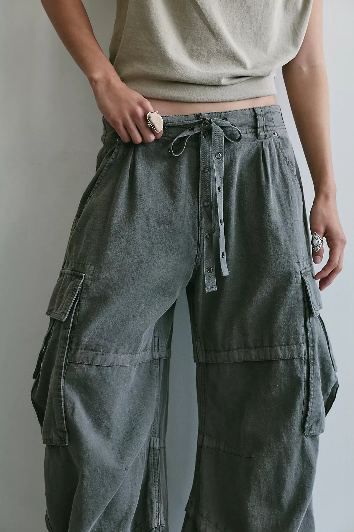 We The Free Reef Curved Linen Cargo Pants