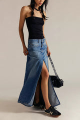 We The Free Come As You Are Denim Maxi Skirt