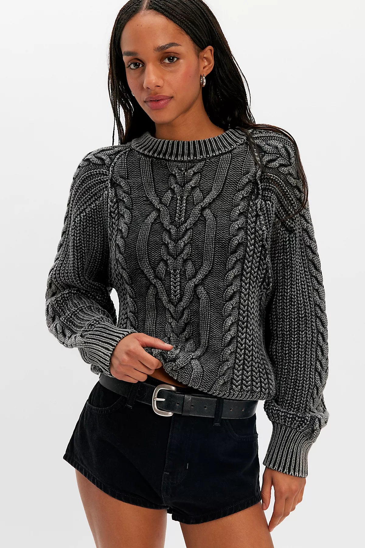 Frankie Cable Knit Cotton Sweater