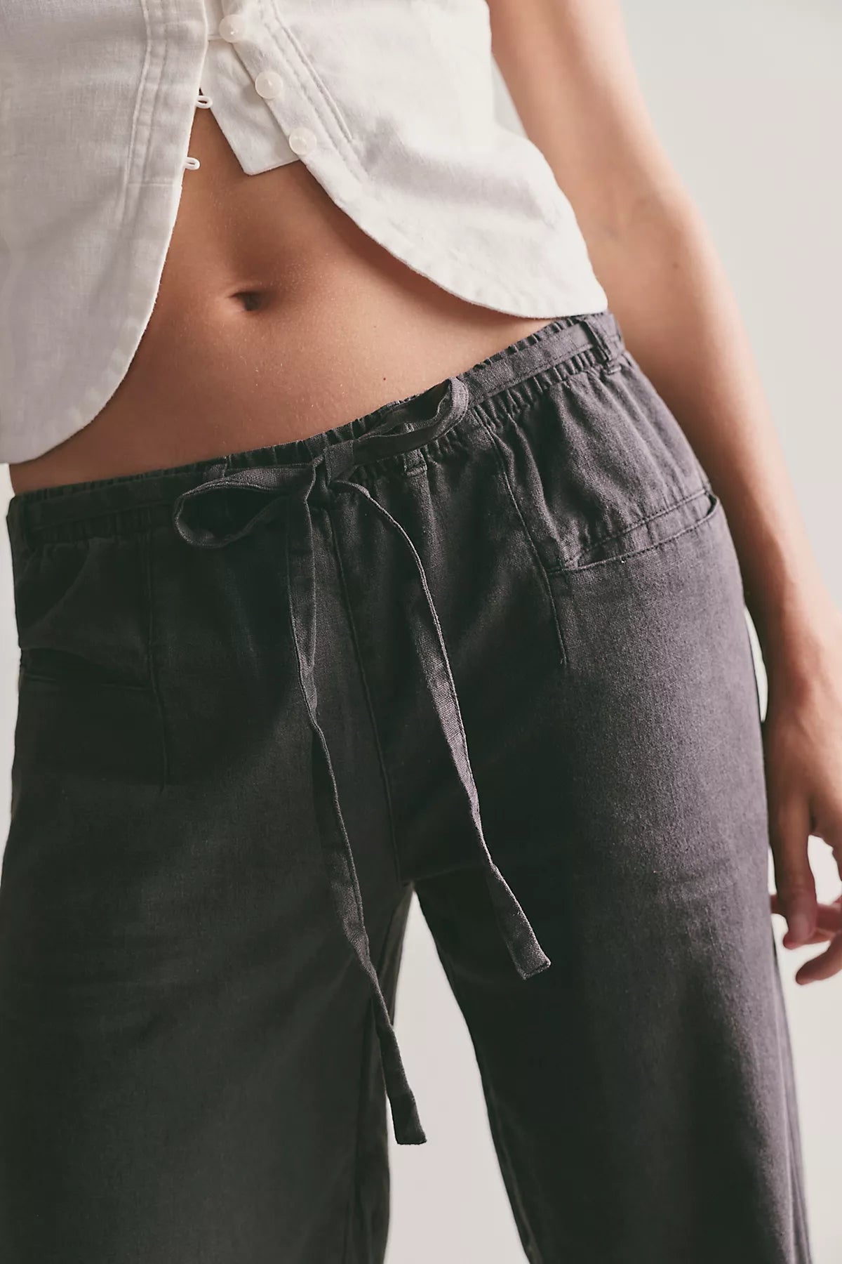 Break The Ice Linen Slouch Flare Pants