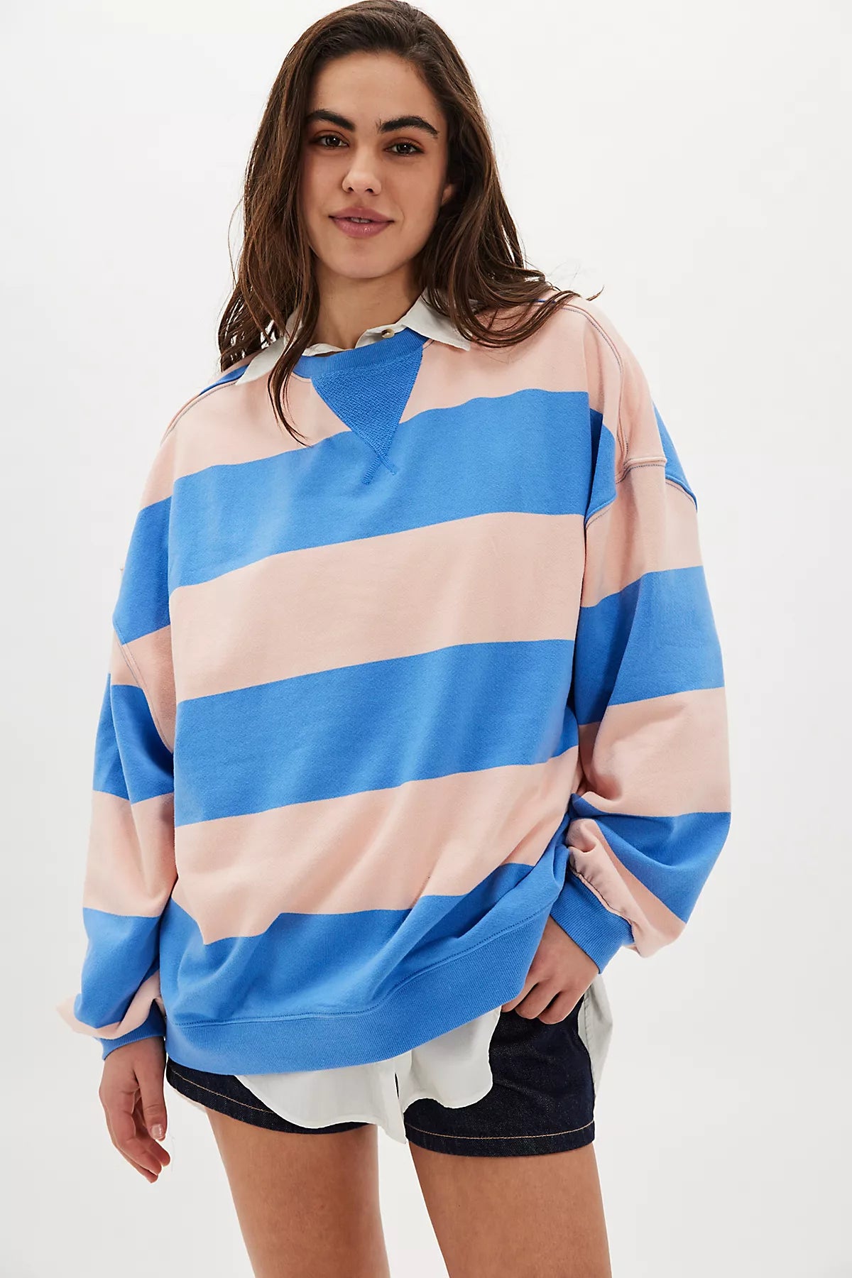 We The Free Classic Striped Oversized Crewneck
