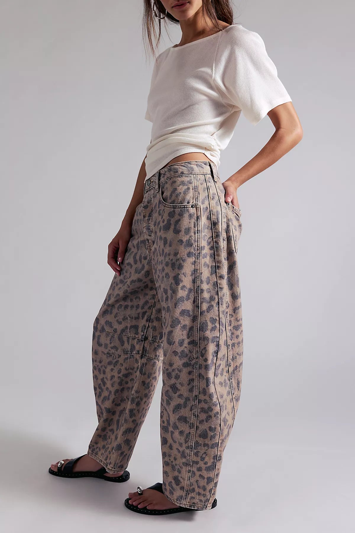 We The Free Good Luck Printed Barrel Jeans
