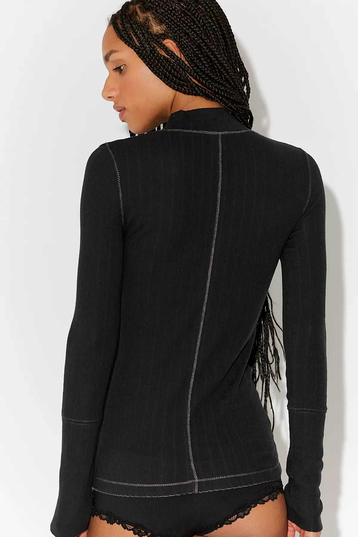 End Game Pointelle Mock Neck Long Sleeve