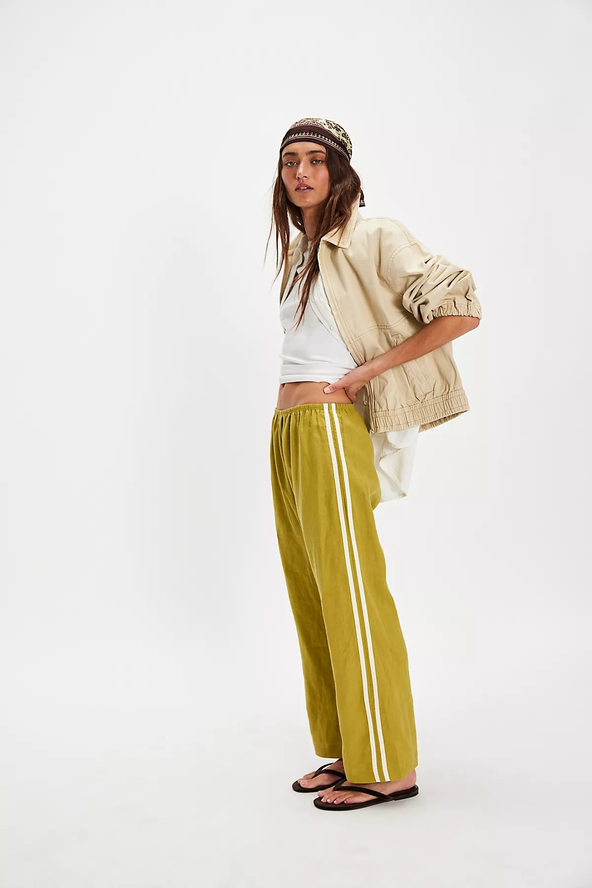 DONNI. The Linen Stripe Crop Pants