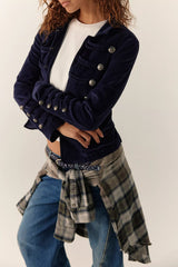 Fitted Velvet Military Jacket